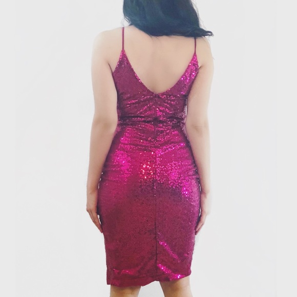 Magenta Sequin Dress - Picture 2 of 3
